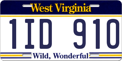 WV license plate 1ID910