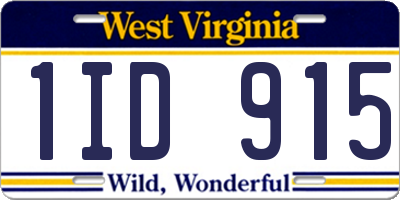WV license plate 1ID915