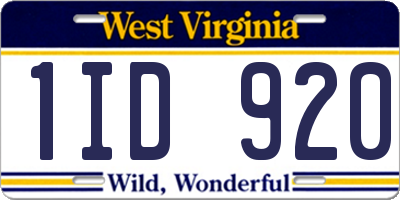 WV license plate 1ID920