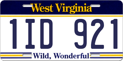 WV license plate 1ID921