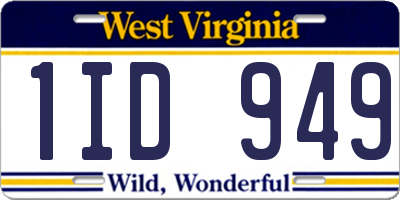 WV license plate 1ID949