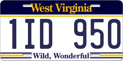 WV license plate 1ID950