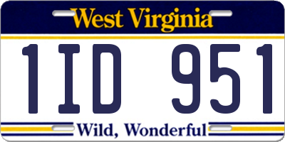 WV license plate 1ID951