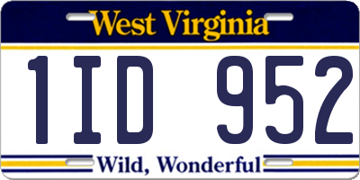 WV license plate 1ID952