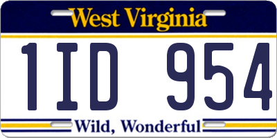 WV license plate 1ID954