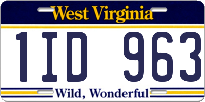 WV license plate 1ID963