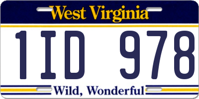 WV license plate 1ID978
