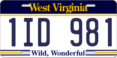 WV license plate 1ID981
