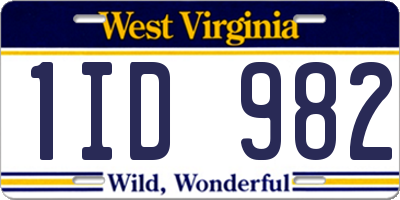 WV license plate 1ID982