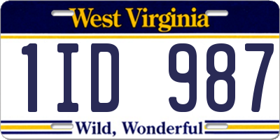 WV license plate 1ID987