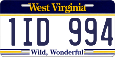 WV license plate 1ID994