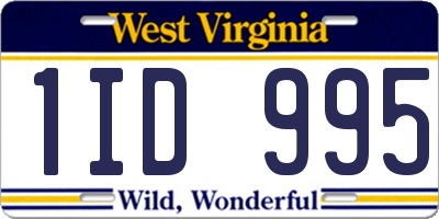 WV license plate 1ID995
