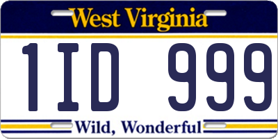WV license plate 1ID999