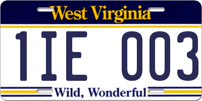 WV license plate 1IE003