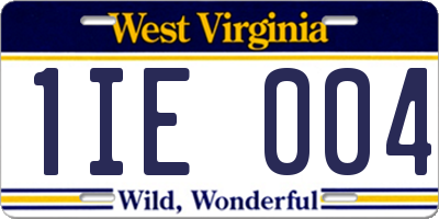WV license plate 1IE004