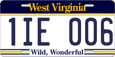 WV license plate 1IE006