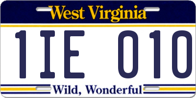 WV license plate 1IE010