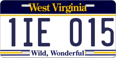 WV license plate 1IE015