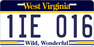 WV license plate 1IE016