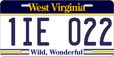 WV license plate 1IE022