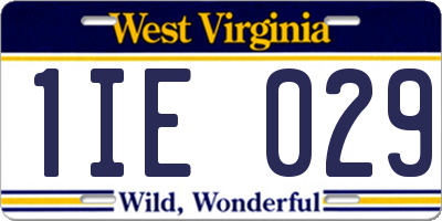 WV license plate 1IE029