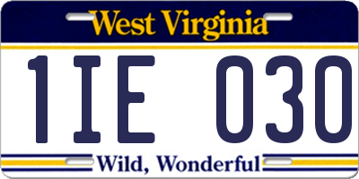 WV license plate 1IE030