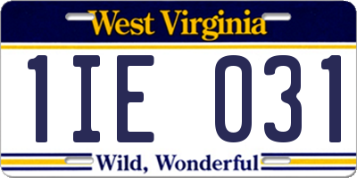 WV license plate 1IE031