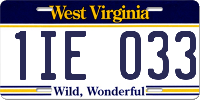 WV license plate 1IE033
