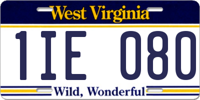 WV license plate 1IE080