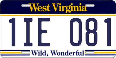 WV license plate 1IE081