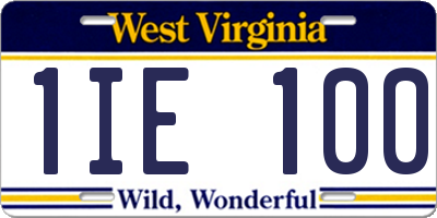 WV license plate 1IE100