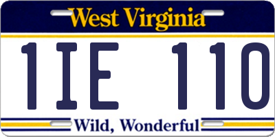 WV license plate 1IE110