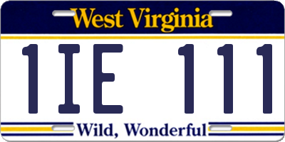 WV license plate 1IE111
