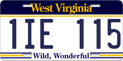 WV license plate 1IE115