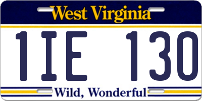 WV license plate 1IE130