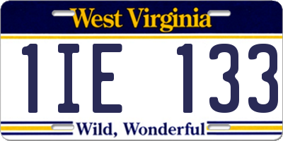 WV license plate 1IE133