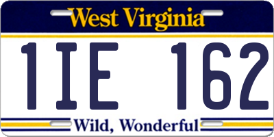 WV license plate 1IE162