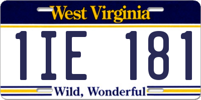 WV license plate 1IE181