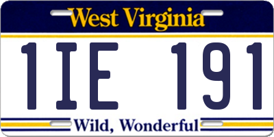 WV license plate 1IE191