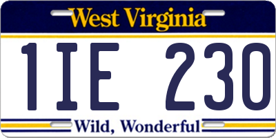 WV license plate 1IE230