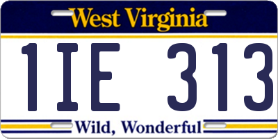 WV license plate 1IE313