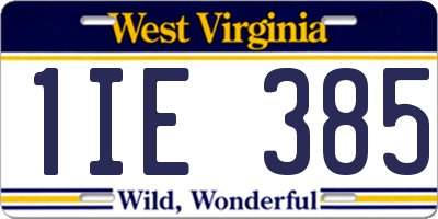 WV license plate 1IE385