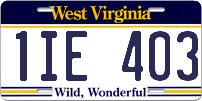 WV license plate 1IE403