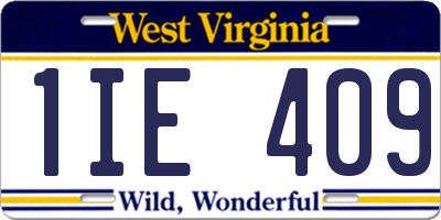 WV license plate 1IE409