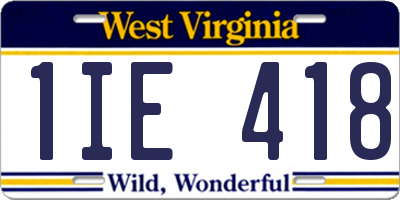 WV license plate 1IE418
