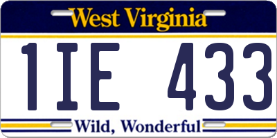 WV license plate 1IE433