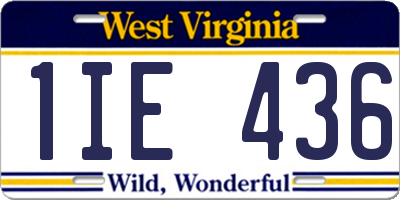 WV license plate 1IE436