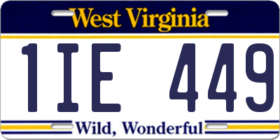 WV license plate 1IE449