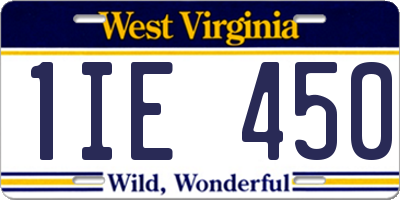 WV license plate 1IE450