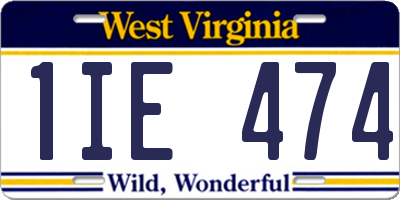 WV license plate 1IE474
